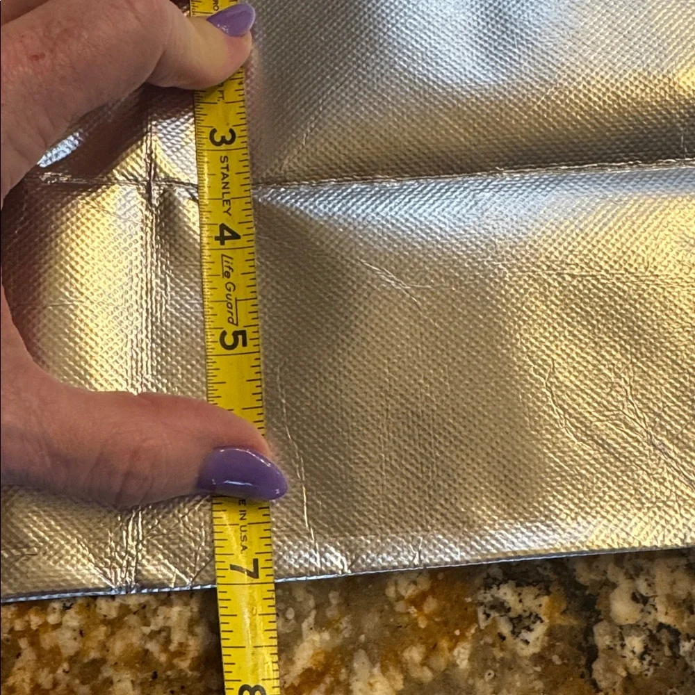 Large Athleta Metallic Silver Tote with straps‎
